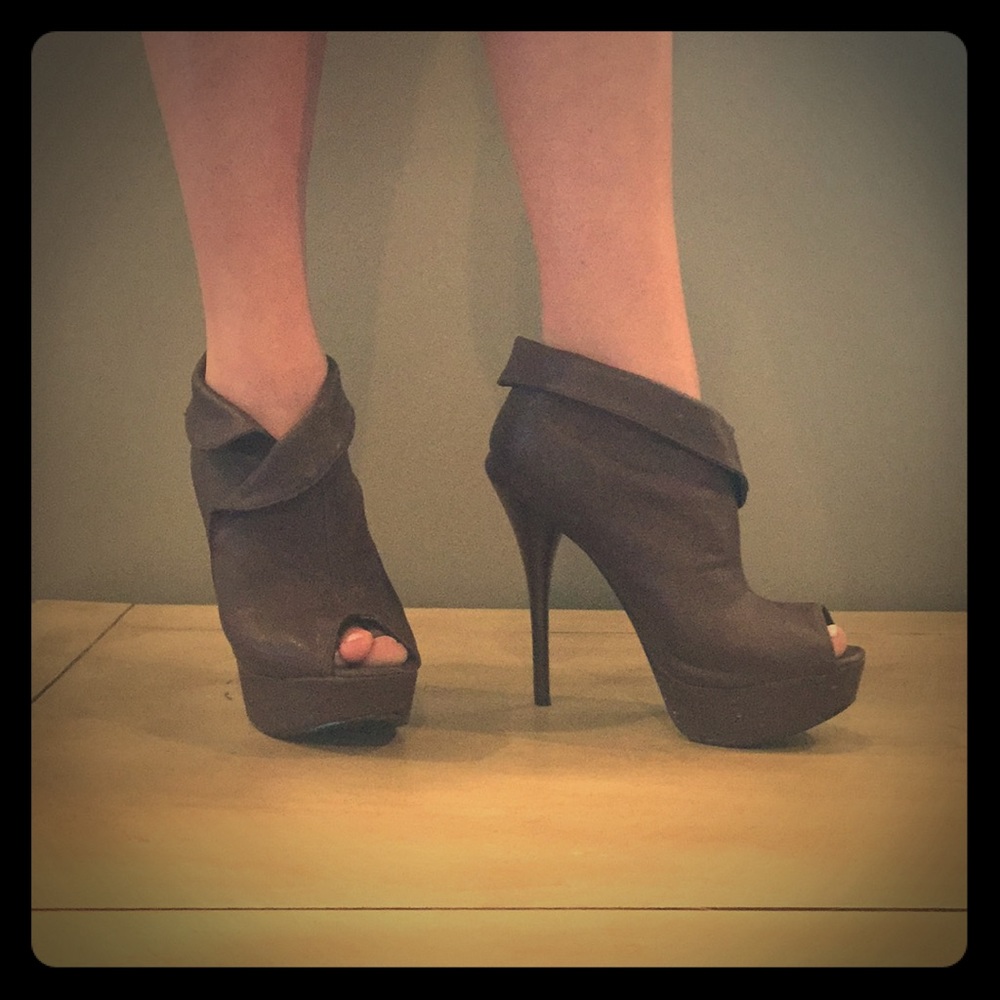 Brown, pleather platforms
